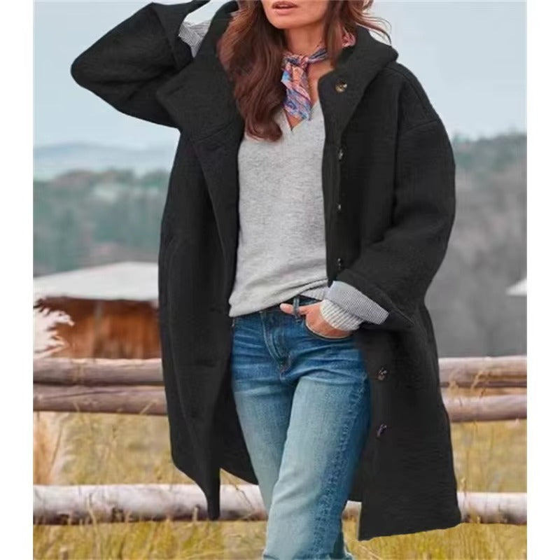 Elisa™ |Cappotto in Lana Merino a Maniche Lunghe con Bottoni
