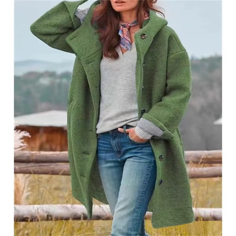 Elisa™ |Cappotto in Lana Merino a Maniche Lunghe con Bottoni
