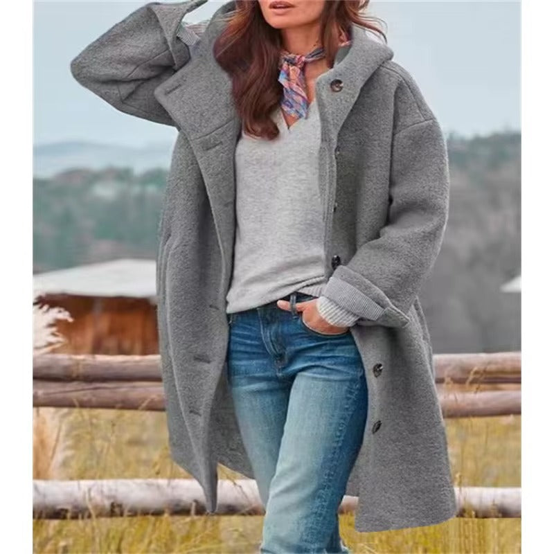Elisa™ |Cappotto in Lana Merino a Maniche Lunghe con Bottoni