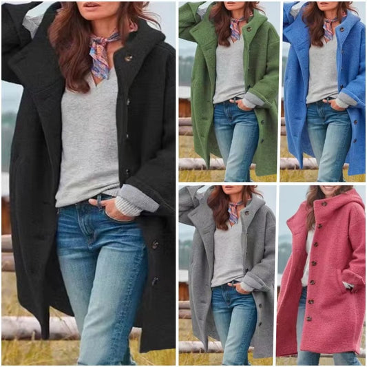 Elisa™ |Cappotto in Lana Merino a Maniche Lunghe con Bottoni
